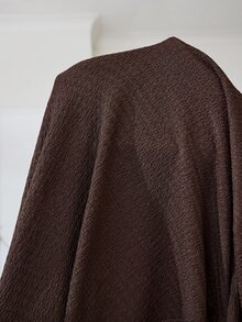 Solflare 大尺碼女款秋冬休閒棕色蕾絲拼接長袖上衣與口袋長褲兩件套 - 棕色 - 查看 7