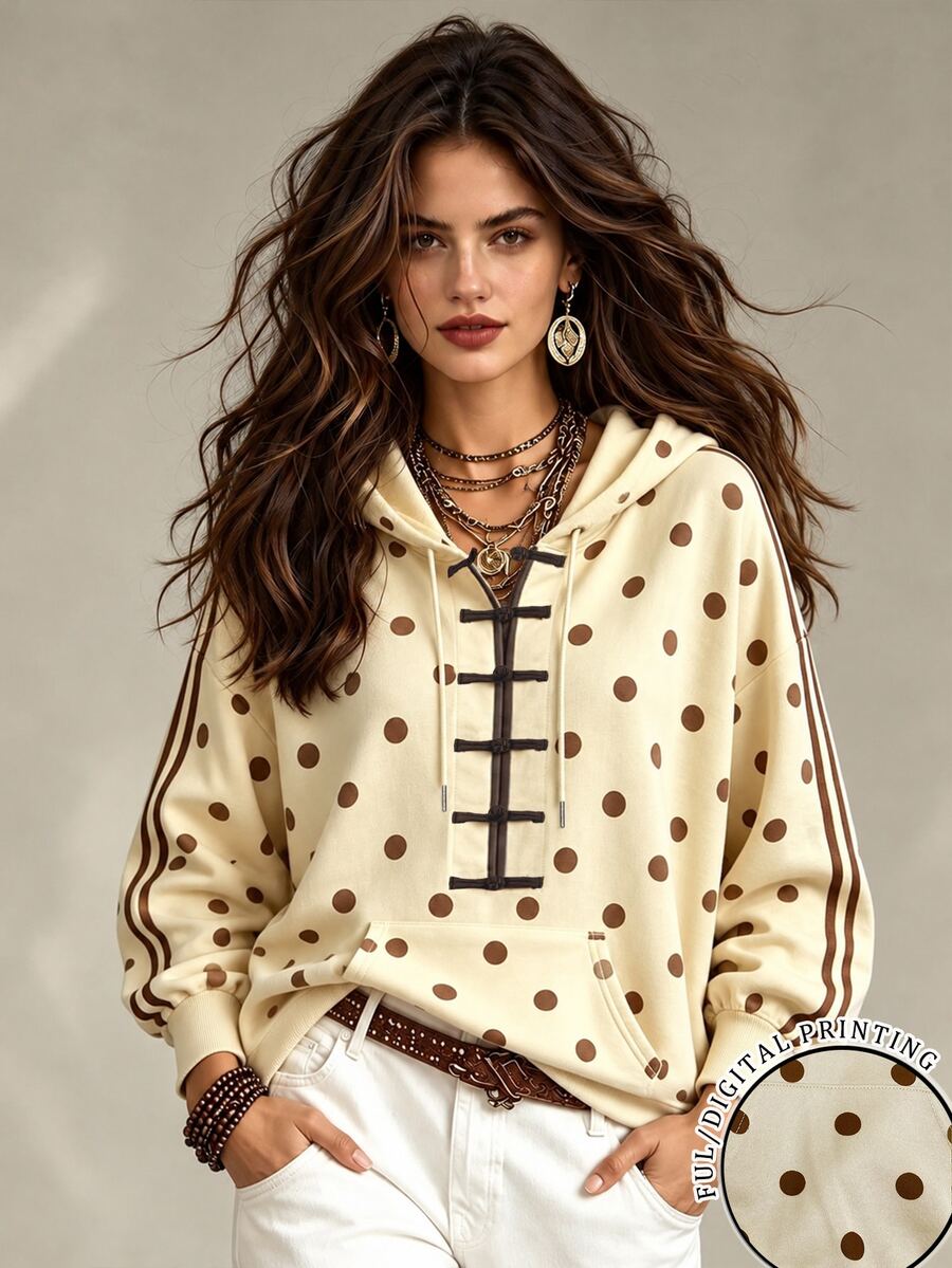 Trelyra Hot-Selling New Chinese Style Hooded Women's Loose Sweatshirt - Multicolor - View 1