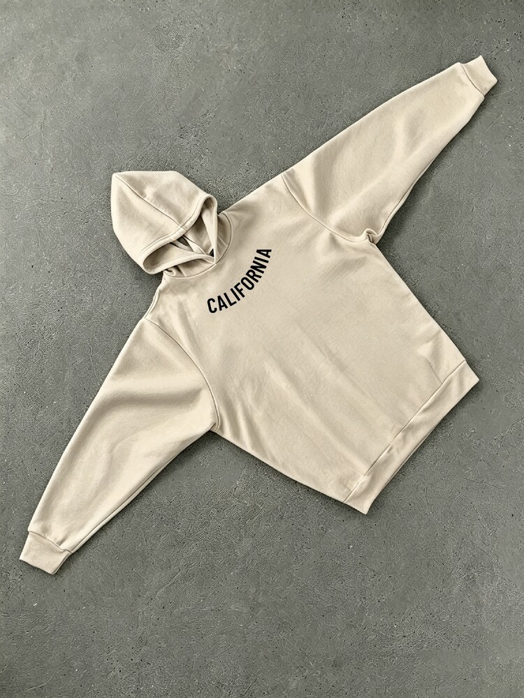Manfinity Dauomo Men's Letter Pattern Casual Daily Hoodie - Khaki - View 4