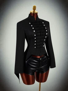 Amplova Women's Halloween Double-Breasted Vampire Jacket - Black - View 1