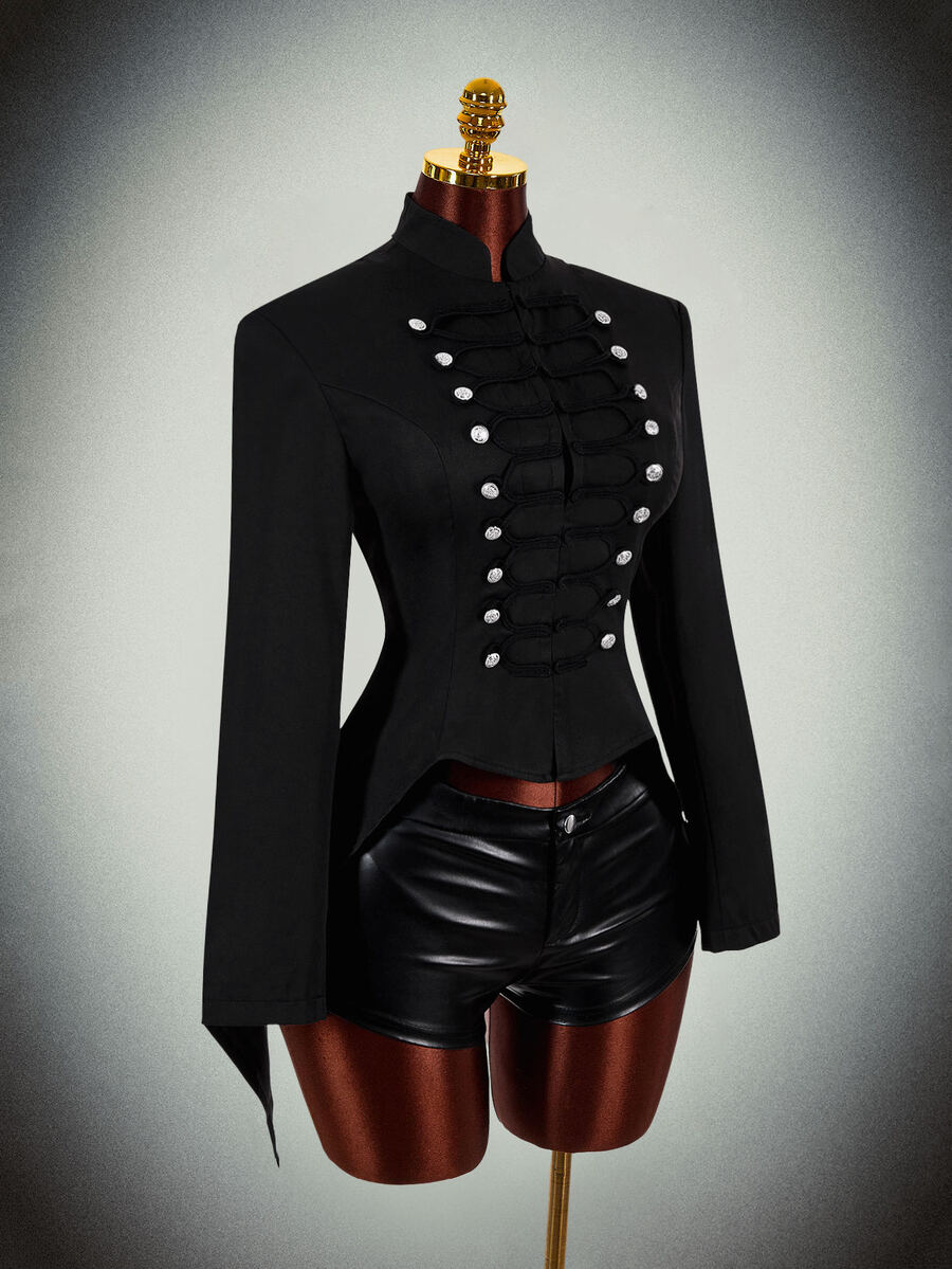 Amplova Women's Halloween Double-Breasted Vampire Jacket - Black - View 1