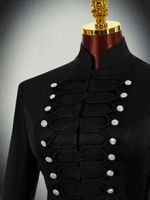 Amplova Women's Halloween Double-Breasted Vampire Jacket - Black - View 2