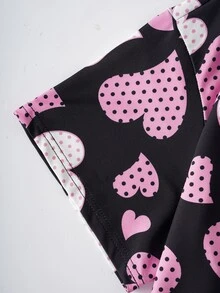 Betty Boop x SHEIN Plus Size Cartoon Polka Dot Heart Print Nightgown - Black - View 6