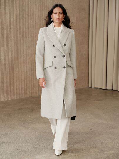 Anewsta Manteau en laine pour femmes avec col à revers, fermeture à boutons et doubles poches, élégant et sophistiqué