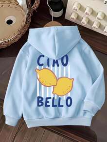 Kids Young Boy Letter Print Casual Autumn Winter Sweatshirt Long Sleeve Sweatshirt - Baby Blue - View 3