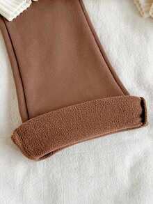 SHEIN 幼女夾克套裝 秋冬款 針織刺繡可愛抓絨內裡喇叭開襟衫 卡其色薰衣草印花外套 蓬蓬夾克 - 杏色 - 查看 6