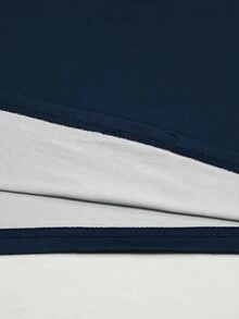 SHEIN Franclia Women's Colorblock American Flag Letter Print Round Neck Short Sleeve T-Shirt Summer Top With V-Neck Zipper Design Navy Blue And White Casual - Multicolor - View 3