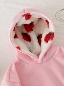 SHEIN Tween Girl) Casual Street Style Leopard Print Plush Hat With Five-Pointed Star Leopard Pattern Print, Suitable For Streetwear, Black Girls Sweatshirt - Pink - View 4