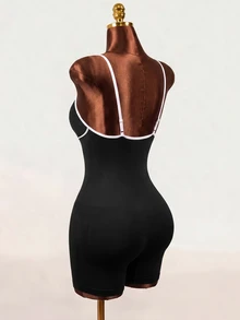 Mistrie Women's Seamless Sports Yoga Tank Top & Shorts Jumpsuit/Color Block Design/Fashionable & Sexy/Comfortable/Versatile - Black - View 5