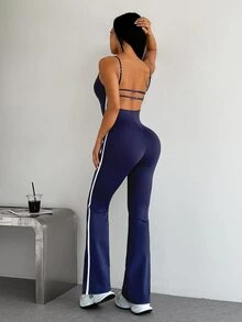 SHEIN Dewbera Women's Colorblock Casual Daily Camisole Sports Jumpsuit - Navy Blue - View 2