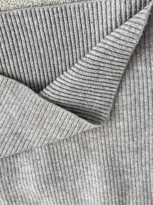 SHEIN Maternity Casual Ribbed Tie-Front Minimalist Long Sleeve Sweater - Grey - View 9