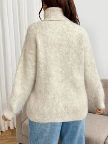 SHEIN Maternity Solid Color Casual Daily Long Sleeve Sweater - Apricot - View 8