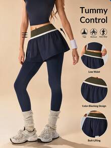 VARSIVA Women's Colorblock 2 In 1 Casual Baggy Sports Leggings Gym Navy Blue Fall - Multicolor - View 1