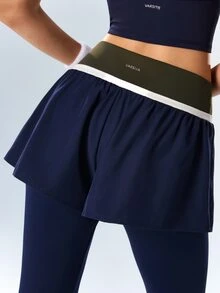 VARSIVA Women's Colorblock 2 In 1 Casual Baggy Sports Leggings Gym Navy Blue Fall - Multicolor - View 7