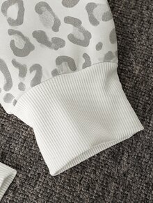 Dekonique Dekonique 女款秋季豹紋拉鍊連帽外套，街頭休閒落肩長袖短版運動衫外衣 - 彩色 - 查看 5