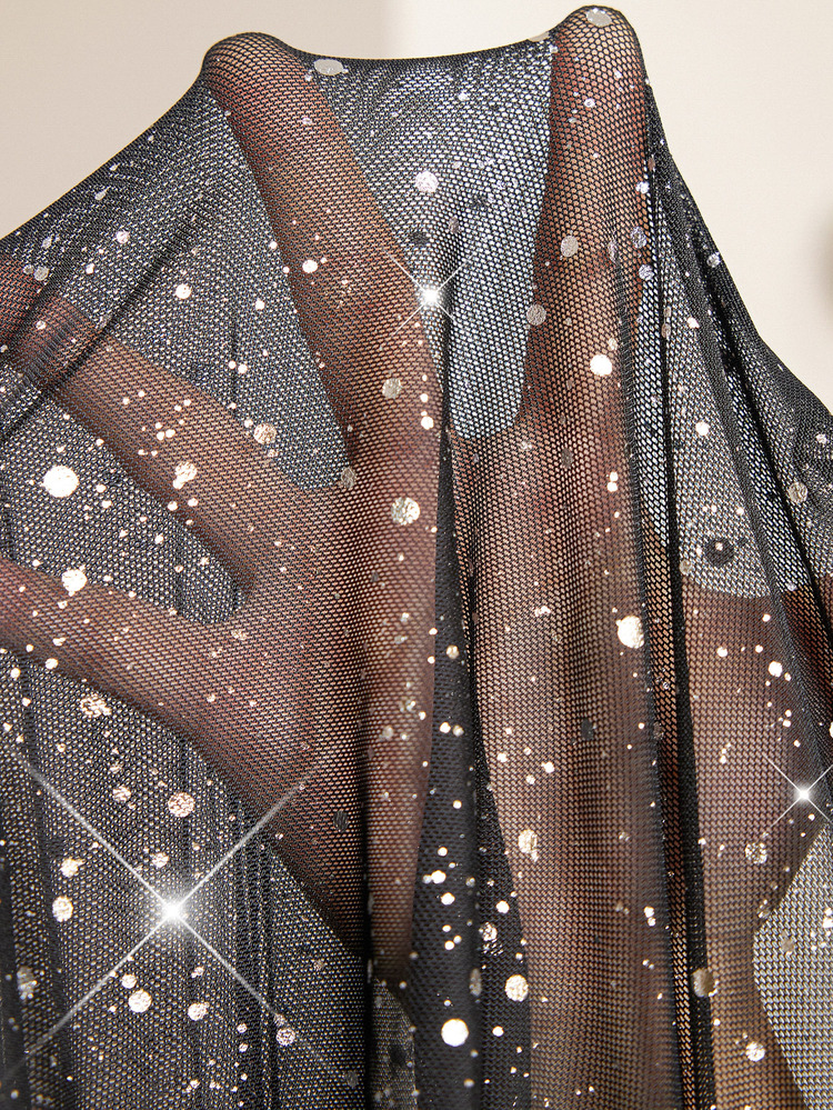Reflora Plus Size Autumn/Winter Sequin Glitter Party Dress Chic Unique Sequin Skirt Fall - Black - View 6