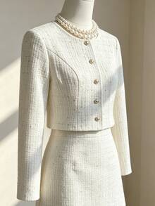 Fine & Folde Women's Solid Color Single-Breasted Casual Versatile Overcoat - Beige - View 4