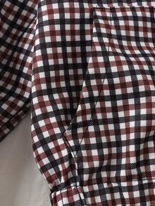 SHEIN 青少年女孩秋季服飾復古黑白波點連帽夾克，寬鬆版型，連帽拉鍊開襟 - 黑色 - 查看 4