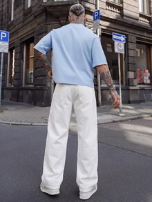 Artur Kramer Men's Casual Versatile Wide Leg Denim Jeans With Pockets And Buttons For Daily Wear - White - View 2