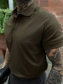 Artur Kramer 男士纯色短袖休闲/商务 Polo 衫 - 墨綠色 - 查看 3