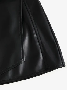 Sweetra Women's Retro American Style Sexy Bodycon Mini Skirt,Pu Leather,Solid Black,All Seasons - Black - View 6