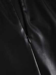 Sweetra Women's Retro American Style Sexy Bodycon Mini Skirt,Pu Leather,Solid Black,All Seasons - Black - View 5