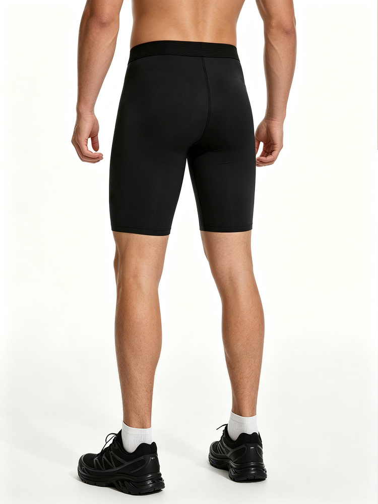 Coreblaze Men's Wolf Head Print Elastic Waist Casual Sports Base Layer Shorts, Gym - Black - View 2