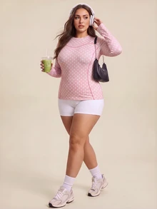 Rhythm Era Women's Plus Size Polka Dot Casual Daily Outdoor Sports Jacket Fall - Black and White - View 3