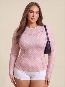 Rhythm Era Women's Plus Size Polka Dot Casual Daily Outdoor Sports Jacket Fall - Black and White - View 6