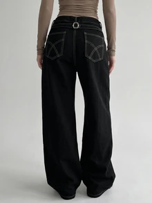 DAZY Women's Casual Daily Denim Jeans With Pockets And Buttons - Black - View 6