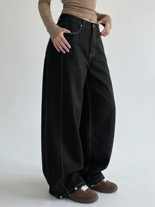 DAZY Women's Casual Daily Denim Jeans With Pockets And Buttons - Black - View 5