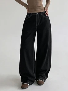 DAZY Women's Casual Daily Denim Jeans With Pockets And Buttons - Black - View 7