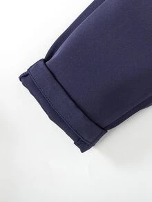 SHEIN 3pcs Baby Boy Gentleman Outfit Set: Lapel Collar Long Sleeve Double-Breasted Jacket, Pants And Bowknot Fall Winter - Royal Blue - View 5