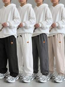 SHEIN 4pcs/Set Kids Boys' Loose Woven Long Autumn Winter Pants,Summer Back-To-School Casual Pocket Printed & Solid Pattern Comfortable Sports School - Multicolor - View 3