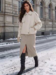 Anewsta Elegant Smart Casual Business Casual French Casual Women's Regular Jacket, Suitable For Commuting And Outings Office Beige Fall - Beige - View 6