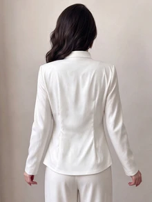 Celisse Winter Women's Solid Color Casual Versatile Daily Wear Long Sleeve Shirt - Beige - View 2