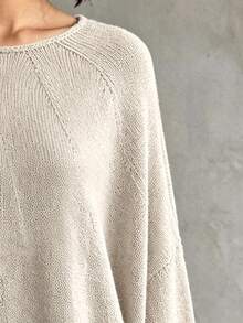 SHEIN Women's Lace Patchwork Casual Versatile Daily Wear Long Sleeve Sweater Brunch Apricot Autumn Renaissance - Khaki - View 5