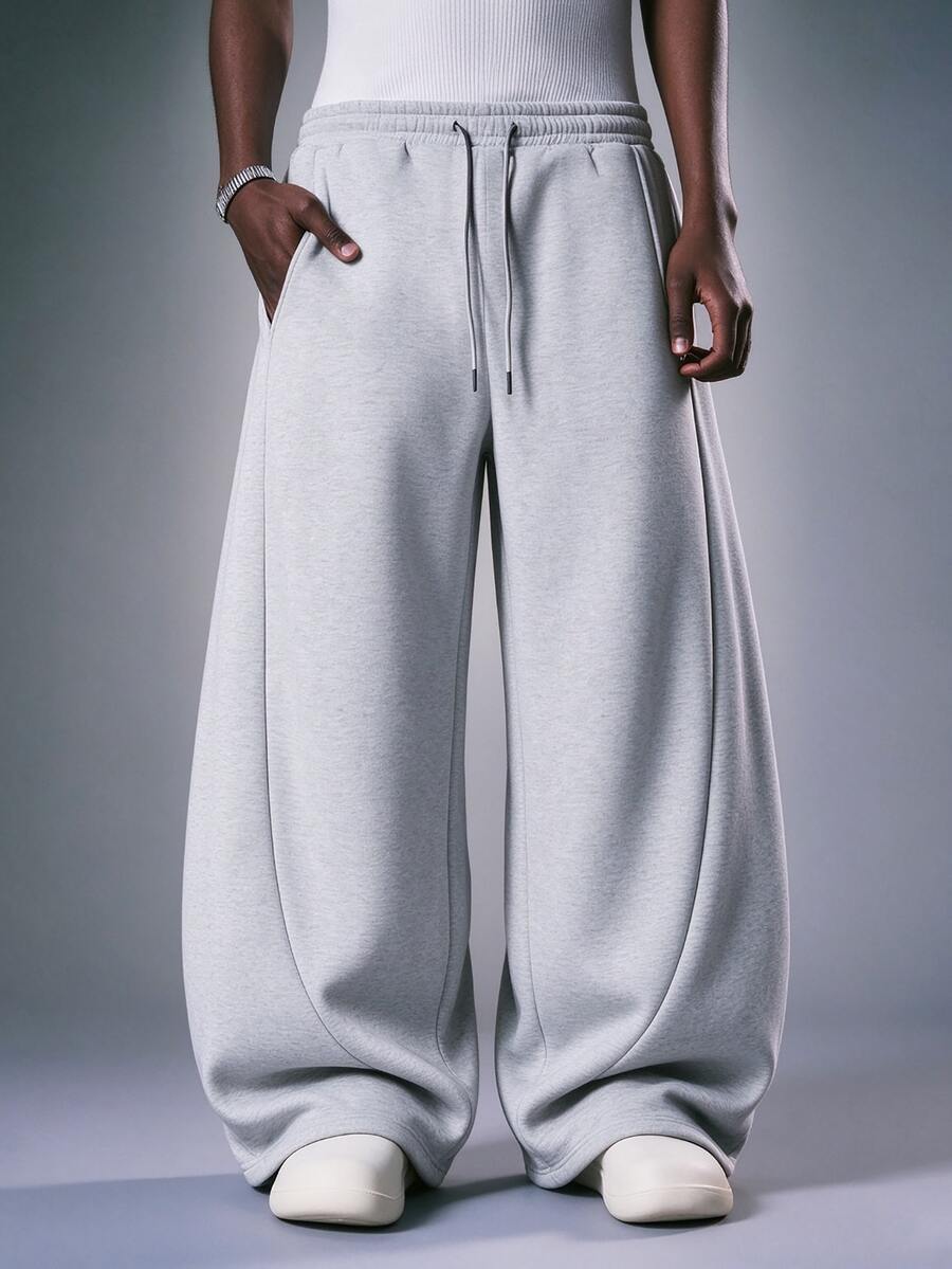 STYNVO Celana Sweatpants Kasual Serbaguna untuk Pria dengan Tali Serut di Pinggang, Cocok untuk Sehari-hari - Grey - View 1
