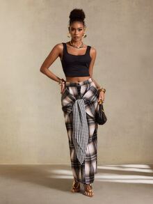 BamGlimmer Autumn/Winter New Plaid Bodycon Skirt, Fashionable And Elegant, Suitable For Travel, Daily Wear, Shopping, Parties And Gatherings, Versatile For Commuting - Multicolor - View 8
