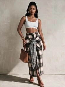 BamGlimmer Autumn/Winter New Plaid Bodycon Skirt, Fashionable And Elegant, Suitable For Travel, Daily Wear, Shopping, Parties And Gatherings, Versatile For Commuting - Multicolor - View 4
