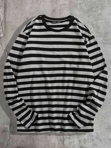 FRESIVO Men Round Neck Striped Tee, Summer, Fall, Long Sleeve Top - Multicolor - View 2