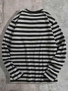 FRESIVO Men Round Neck Striped Tee, Summer, Fall, Long Sleeve Top - Multicolor - View 3