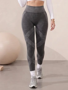 Easithlete Casual Loose Baggy Minimalist Seamless Sports Leggings Yoga Gym Dark Wash Fall - Dark Grey - View 4