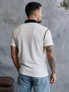 EGENSIO Men's Colorblock Casual Versatile Commute Travel Short Sleeve Polo Shirt - White - View 5