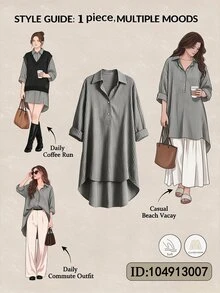 SHEIN LUNE 大码女式经典法式复古风格百搭条纹休闲百搭衬衫，时尚都市时尚设计，适合所有季节，可搭配衬衫和夹克 - 彩色 - 查看 2