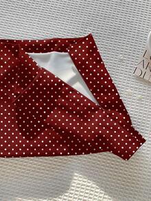 Comfortcana Women's Polka Dot Fashionable Versatile Date/Outing Mini Skirt - Burgundy - View 4