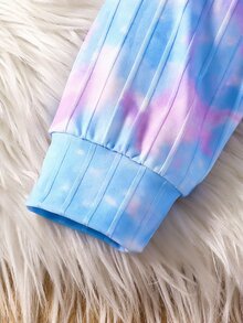 Elladie kids 青少年女孩格紋連帽2件套服裝，長袖連帽衫與鬆緊腰長褲套裝，休閒春秋冬套裝 - 淡紫色 - 查看 6