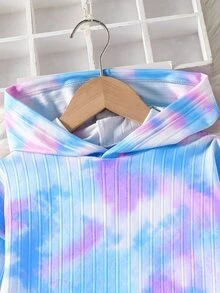 Elladie kids 青少年女孩格紋連帽2件套服裝，長袖連帽衫與鬆緊腰長褲套裝，休閒春秋冬套裝 - 淡紫色 - 查看 4