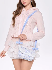 ROMWE Kawaii 1Pc Floral Pattern Sweet Lace Border Girl's Universal Storage Bag, Fashionable Girl's Crossbody Shoulder Bag, Adjustable Shoulder Strap, Fashionable Minimalist Shoulder Bag, Multifunctional Large Capacity Small Wallet, Fashionable European And American Street Style, Suitable For Parties, Work Commuting, Shopping, Vacation - Multicolor - View 4