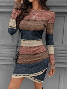 Wildy Women's Colorblock Casual Daily Summer Short Dress - Multicolor - View 5